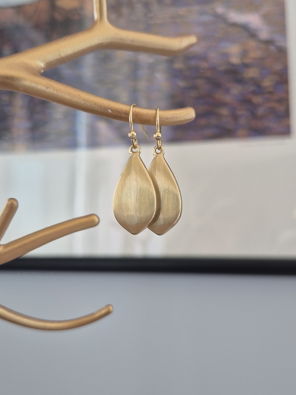Gold Teardrop Dangle Earrings - Brand